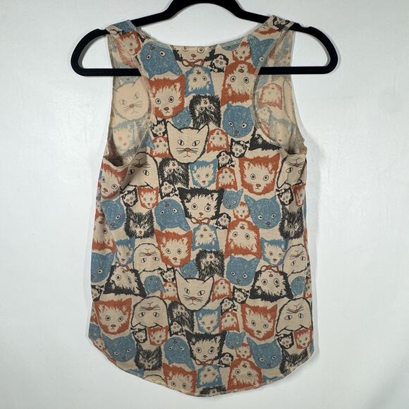 Cat Faces Graphic Print Racer Back Womens Tank Top Size Small Kitten Kitty - Picture 2 of 4